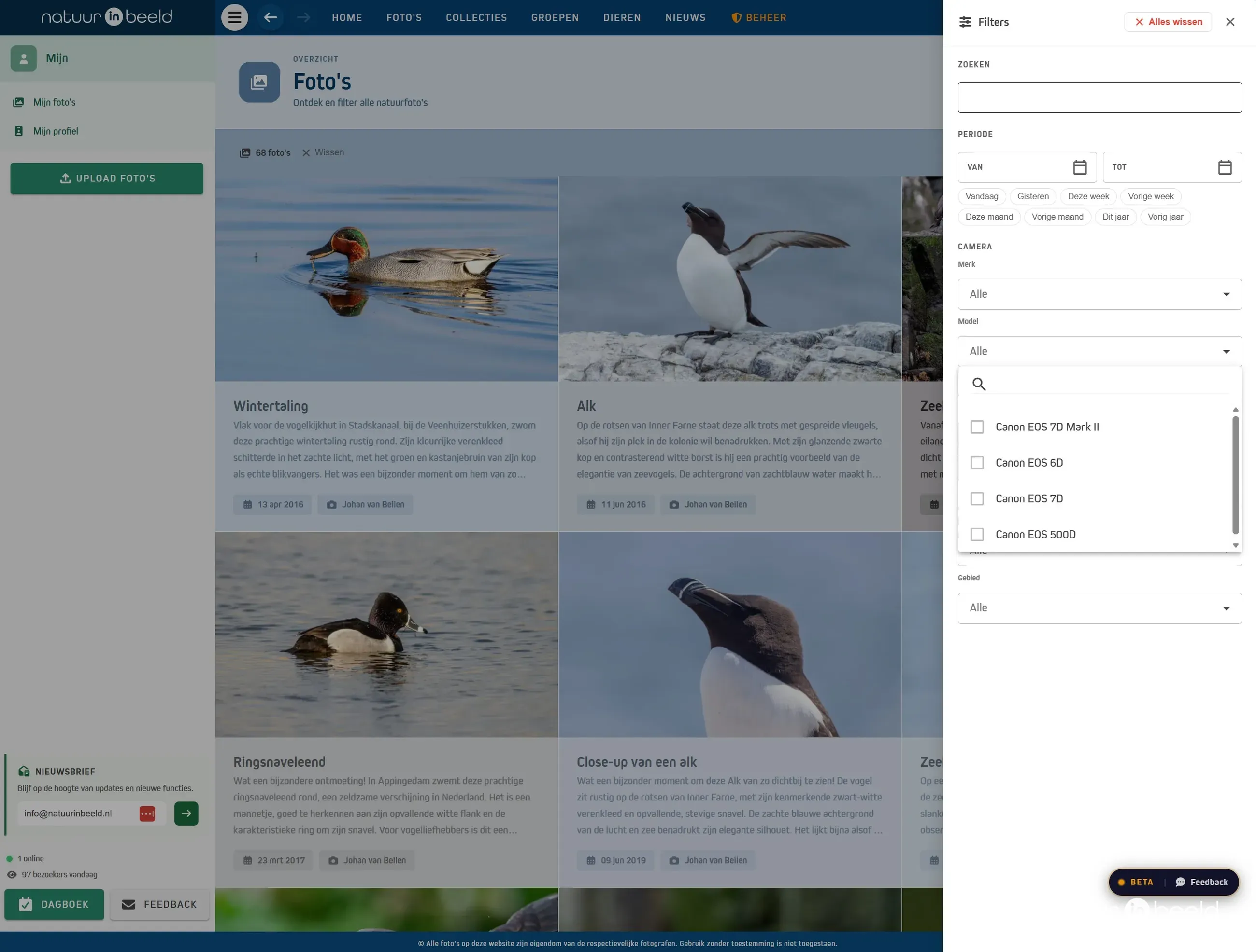 Filters op de foto's pagina — natuurfoto van Natuur in Beeld